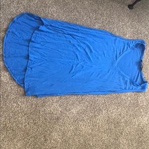 Blue flared tank top.